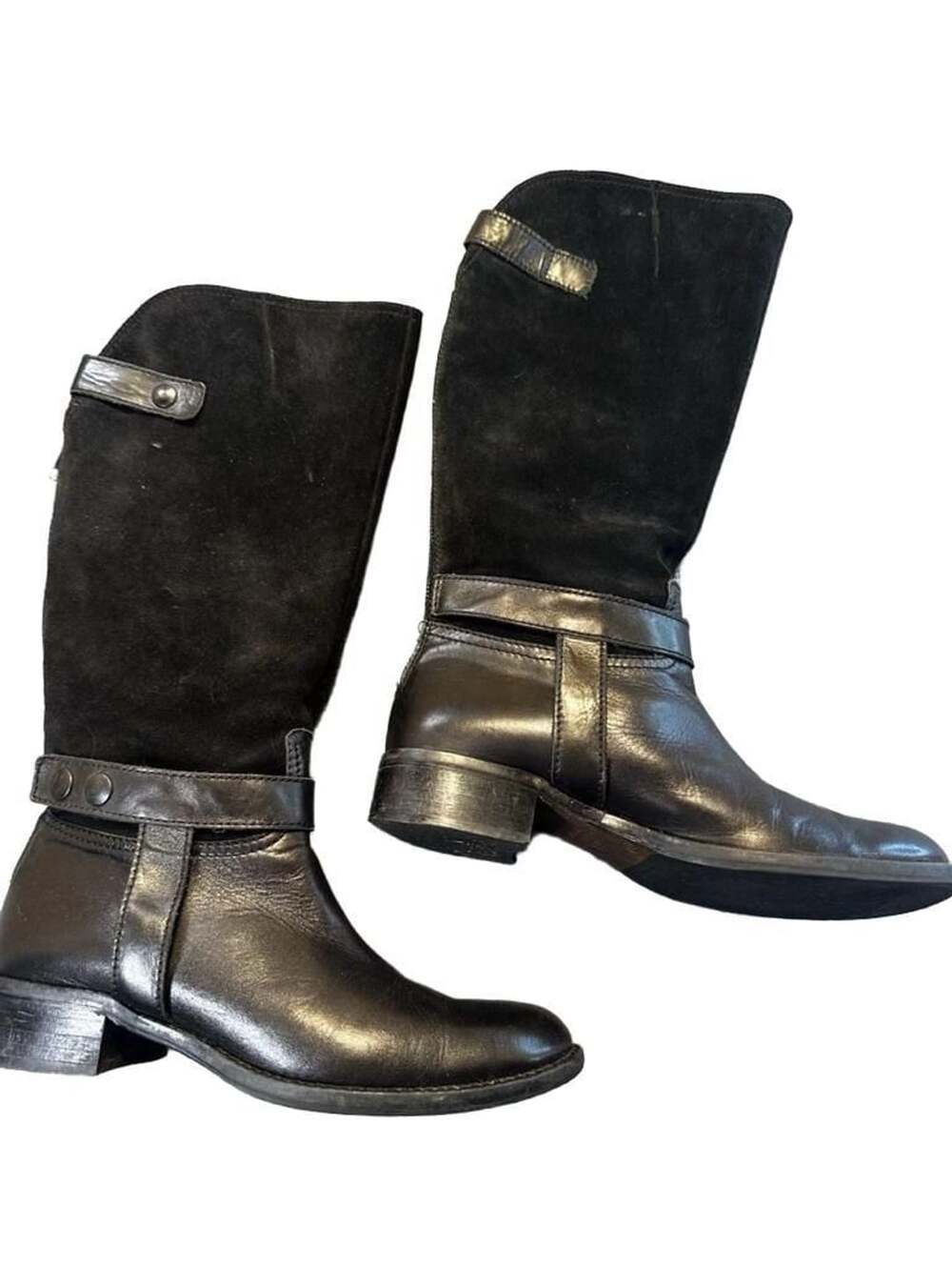 Donna Piu Italian Leather Suede Knee High Boots Sz 39 Equestrian Moto Luxury